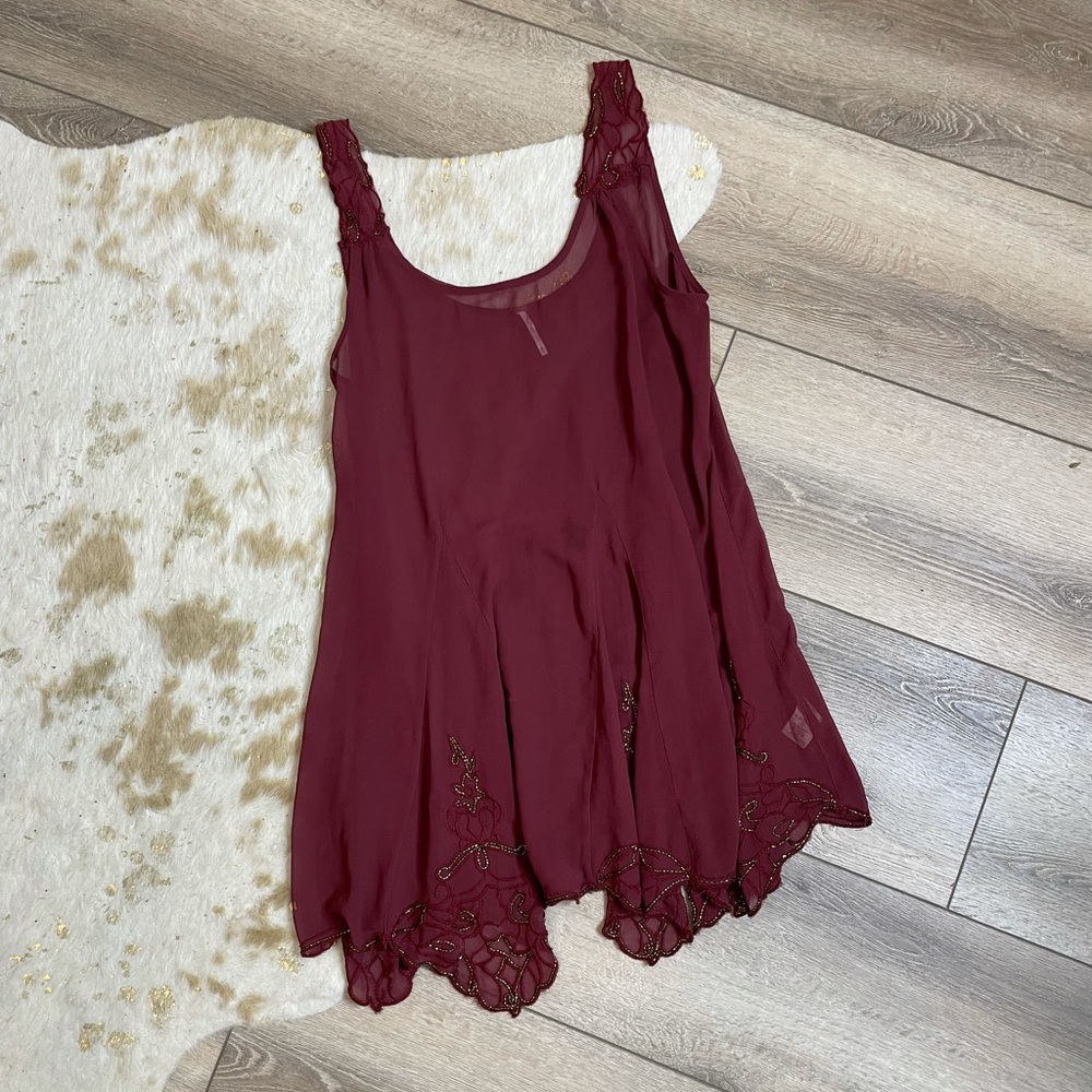 Free people sheer chiffon beaded slip tunic - Picture 2 of 7